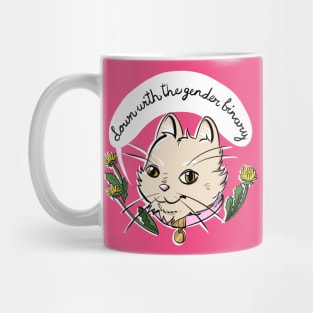 Down With the Gender Binary cat Mug